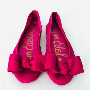 NWOT Sam Edelman Emma Suede Ballet Bow Flat in Pink 8.5
